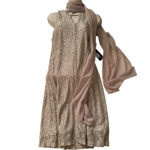 NWT Jessica Howard champagne lace dress Size M-8